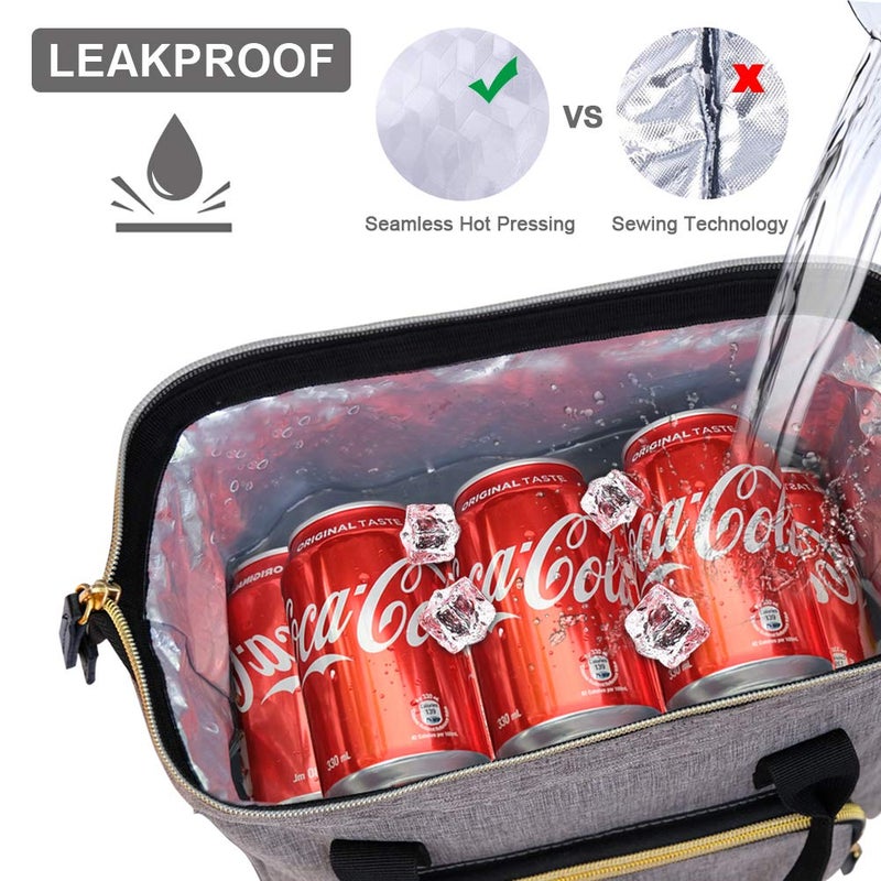IDEATECH Large Insulated Lunch Bags for Work, Leakproof Lunch Box for Women & Men, Lunch Tote Cooler Bags with Adjustable Shoulder Strap for Teacher, Nurse, Mom, Womens Lunchbox Gifts (Grey) - Image 5